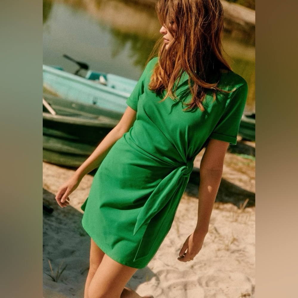Sezane Green Wrap Dress